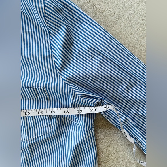 J.Crew Women’s M Blue White Stripe Long Sleeve Button Down Shirt Great Condition - Picture 6 of 8